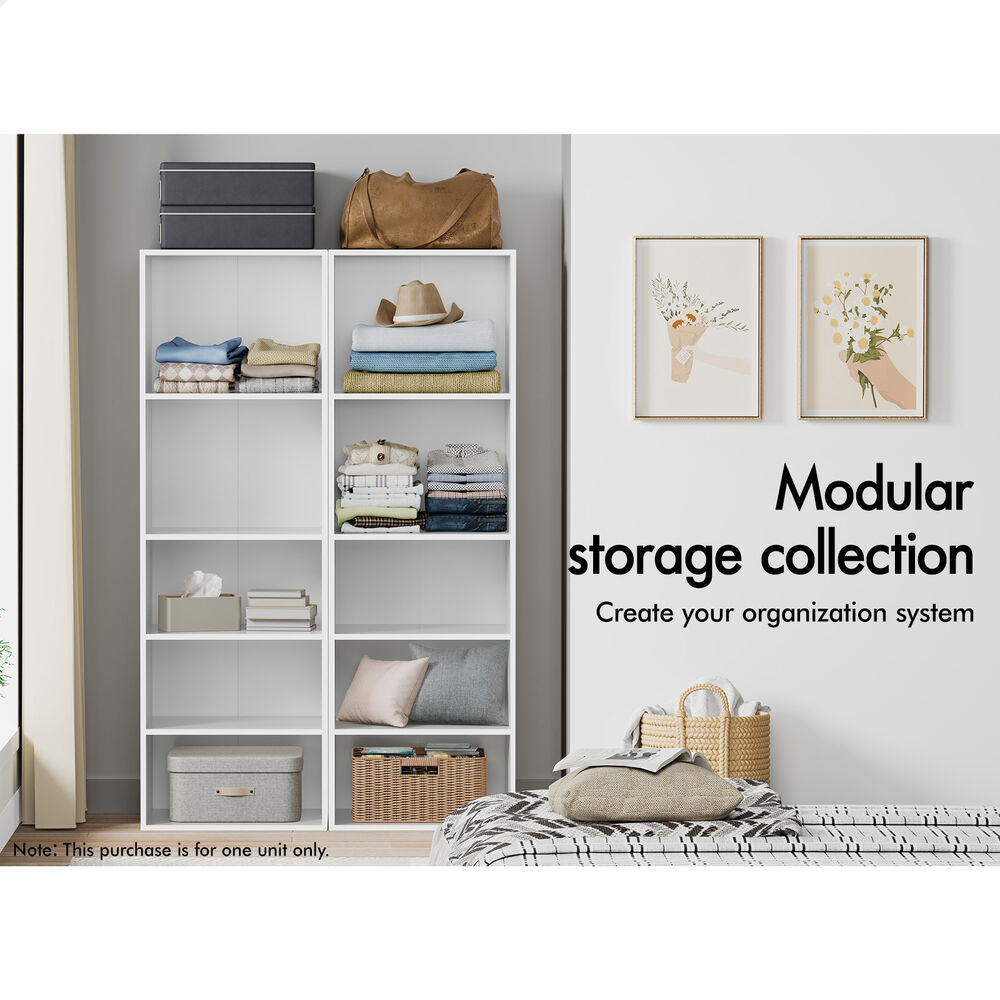 5 Shelves ALFORDSON Wardrobe Clothes Storage Cabinet White