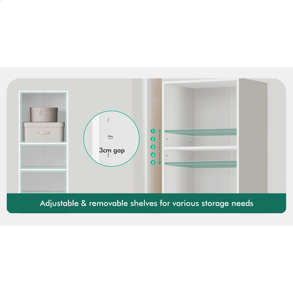 5 Shelves ALFORDSON Wardrobe Clothes Storage Cabinet White