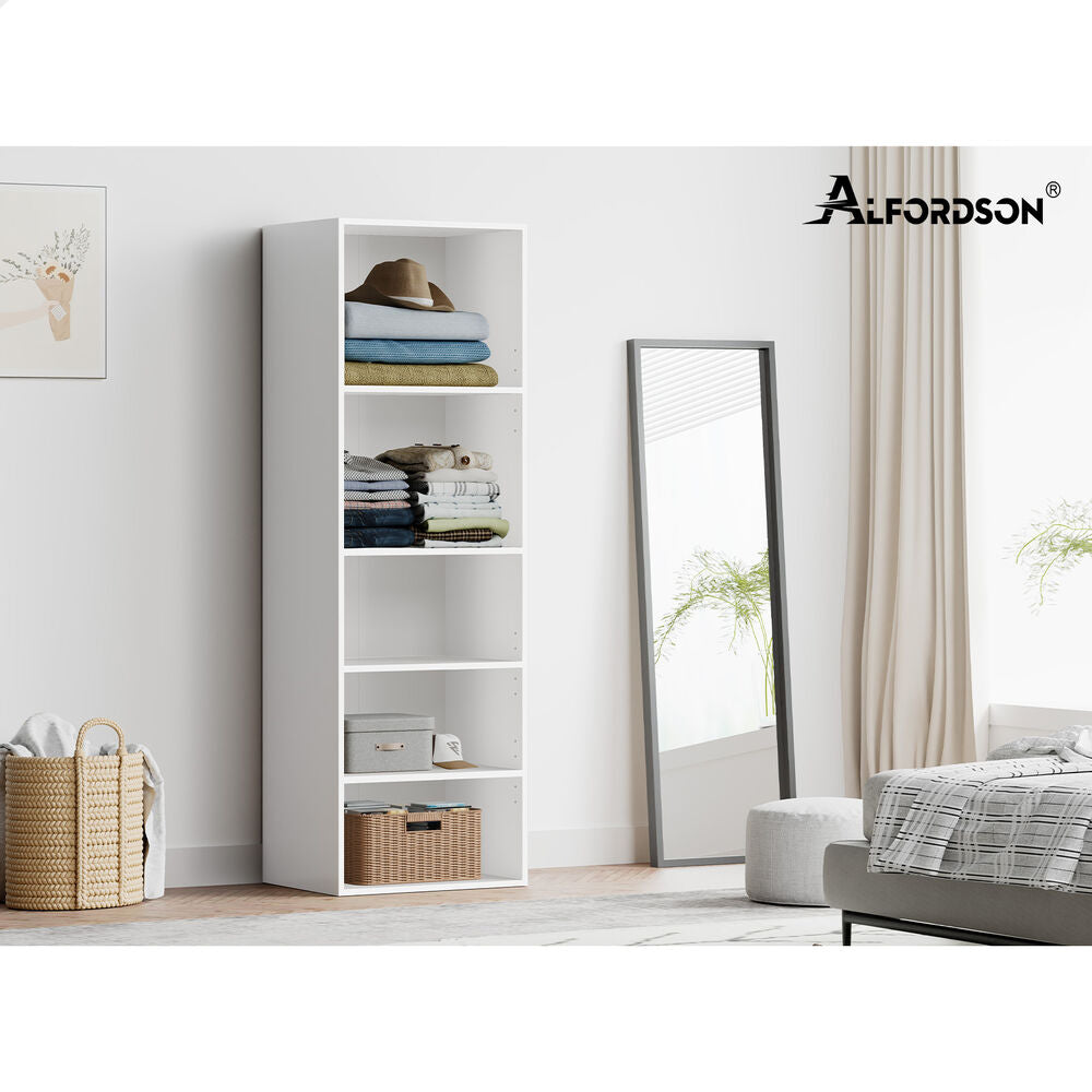 5 Shelves ALFORDSON Wardrobe Clothes Storage Cabinet White