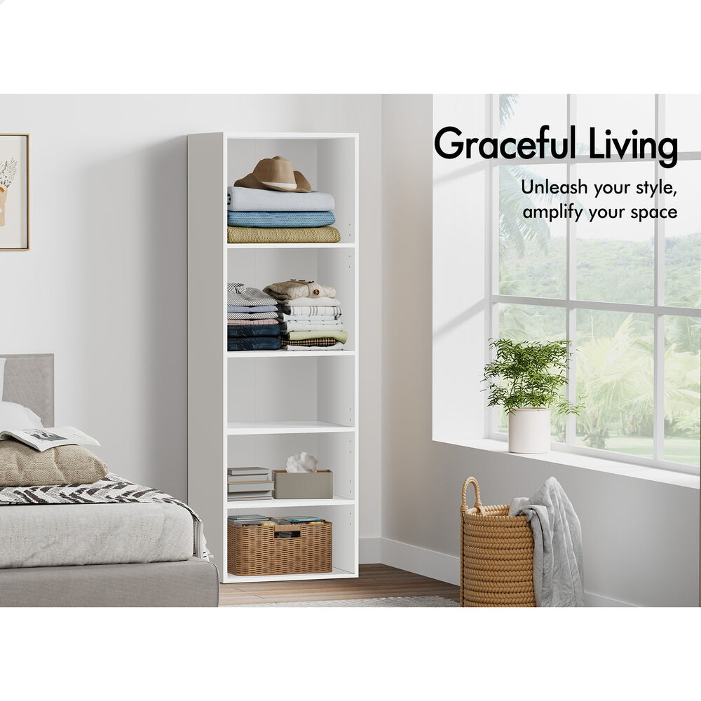 5 Shelves ALFORDSON Wardrobe Clothes Storage Cabinet White