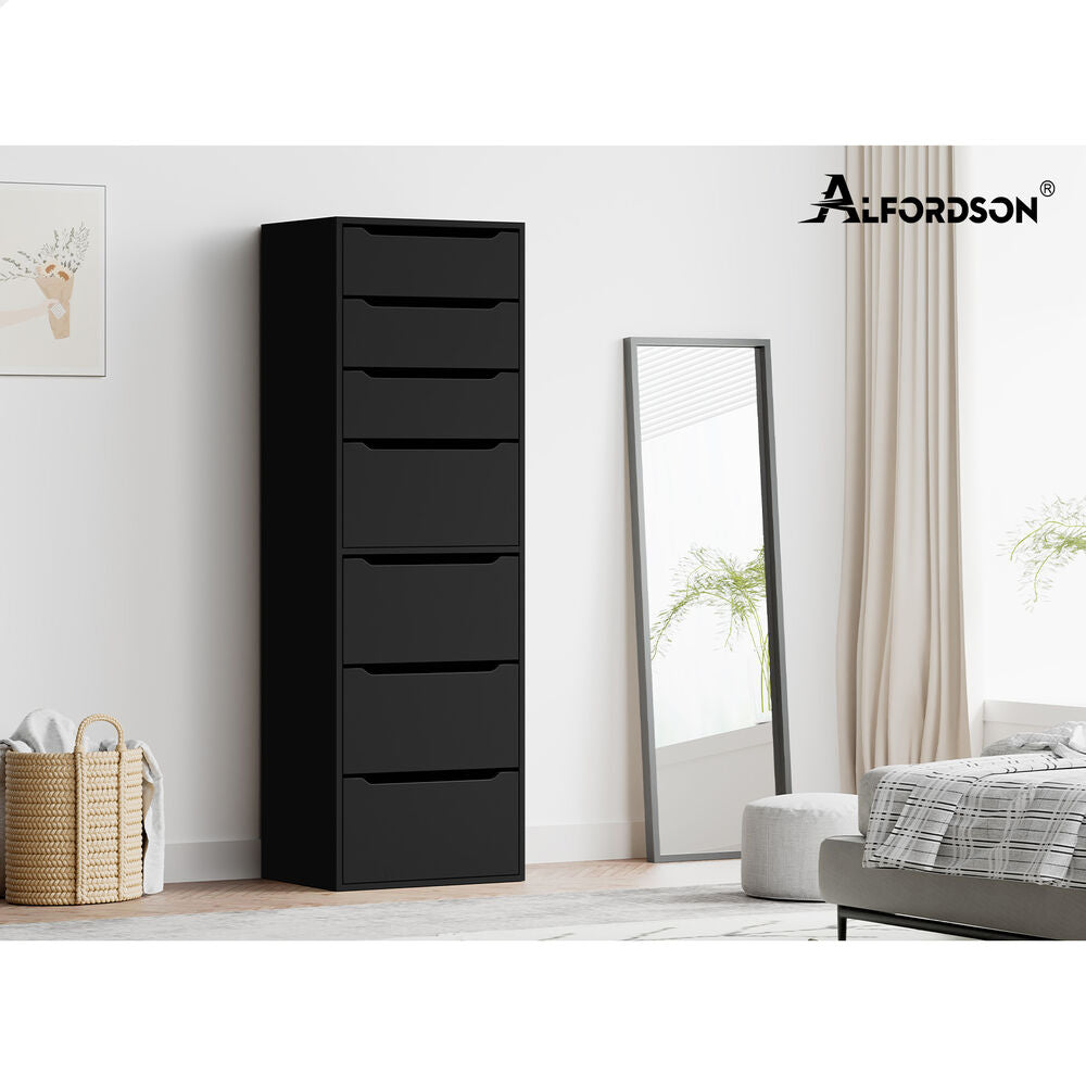 7 Drawers ALFORDSON Wardrobe Clothes Storage Cabinet Black