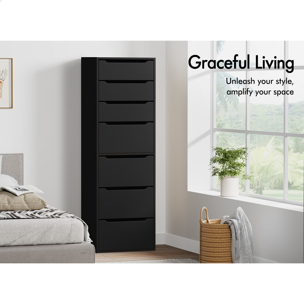7 Drawers ALFORDSON Wardrobe Clothes Storage Cabinet Black