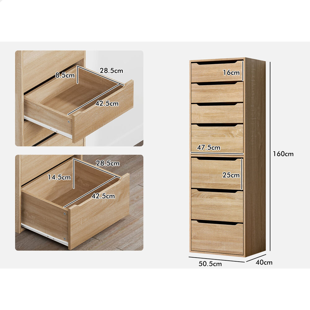 7 Drawers ALFORDSON Wardrobe Clothes Storage Cabinet Wood
