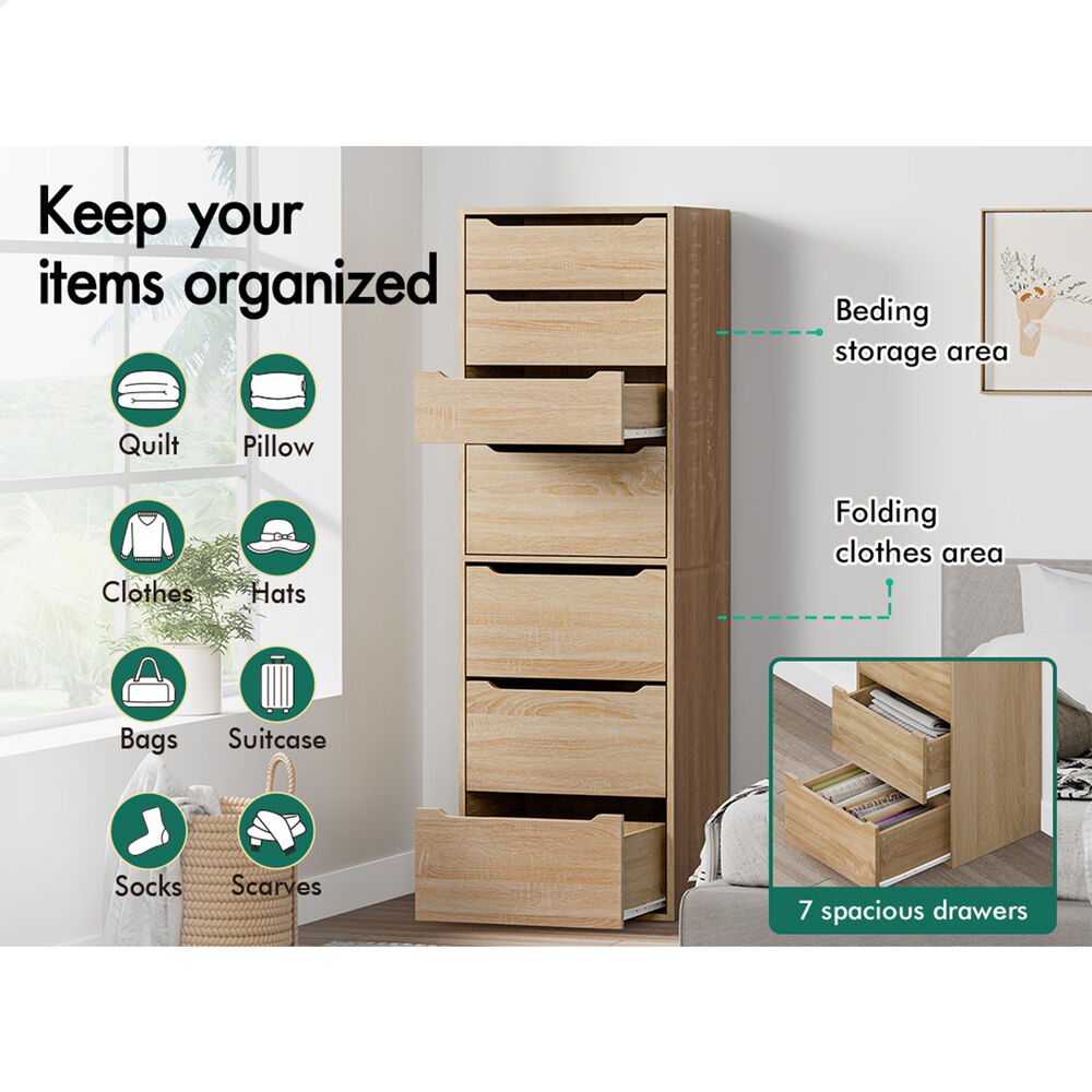 7 Drawers ALFORDSON Wardrobe Clothes Storage Cabinet Wood
