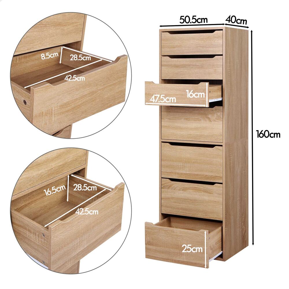 7 Drawers ALFORDSON Wardrobe Clothes Storage Cabinet Wood