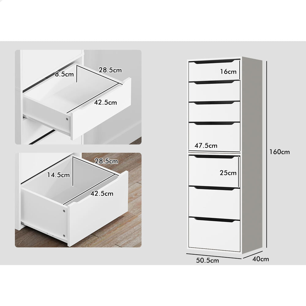 7 Drawers ALFORDSON Wardrobe Clothes Storage Cabinet White