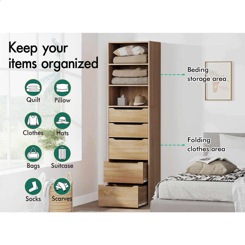 5 Drawers ALFORDSON Wardrobe Clothes Storage Cabinet Wood