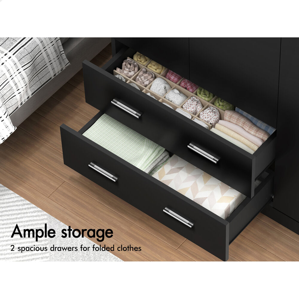 ALFORDSON Wardrobe Clothes Closet Storage Cabinet Organizer Drawer Shelf Black