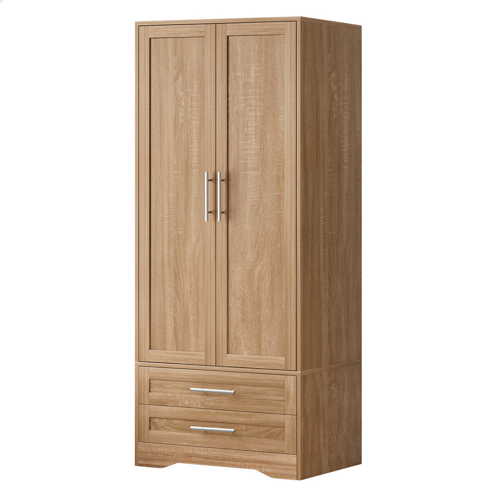 2 Drawers ALFORDSON Wardrobe Clothes Cabinet Hanging Rod Wood