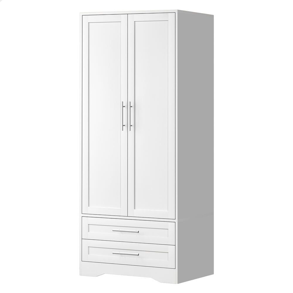 2 Drawers ALFORDSON Wardrobe Clothes Cabinet Hanging Rod White