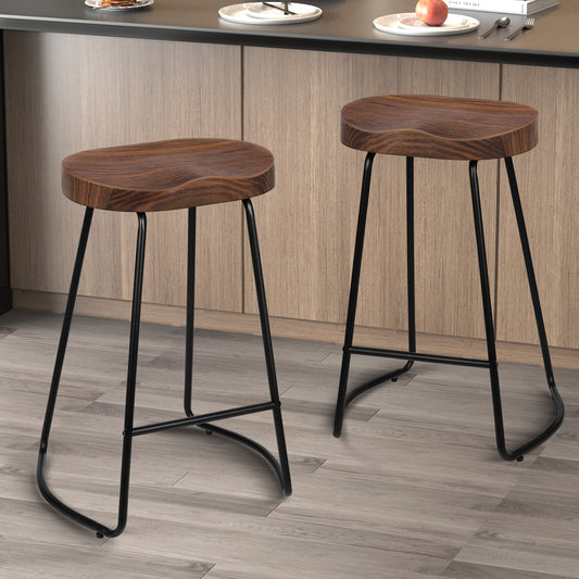 2x ALFORDSON Bar Stools 65cm Tractor Dark Wood