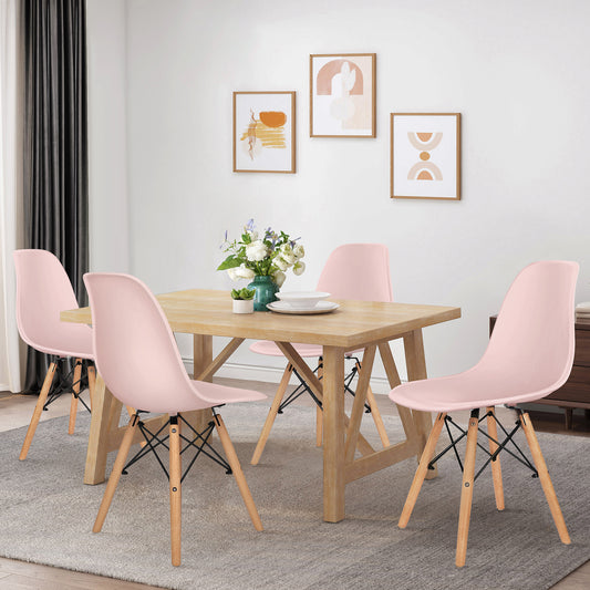 ALFORDSON 4x Dining Chairs Retro Steel Kitchen Lounge Cafe Solid Wood Pink