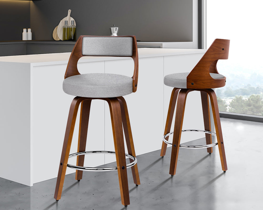 Alfordson 2x Swivel Bar Stools Eden Kitchen Dining Chair Wooden LIGHT ...