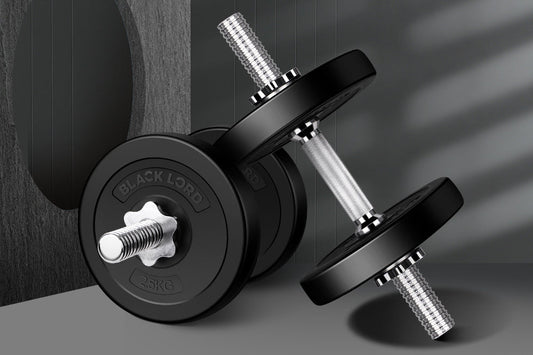 BLACK LORD 15KG Adjustable Dumbbell Set Rubber Plates Weight Lifting Bench