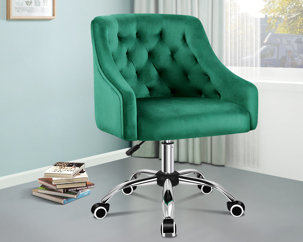 ALFORDSON Velvet Office Chair Computer Swivel Chairs Armchair Work Study Seat Green Adult Kids