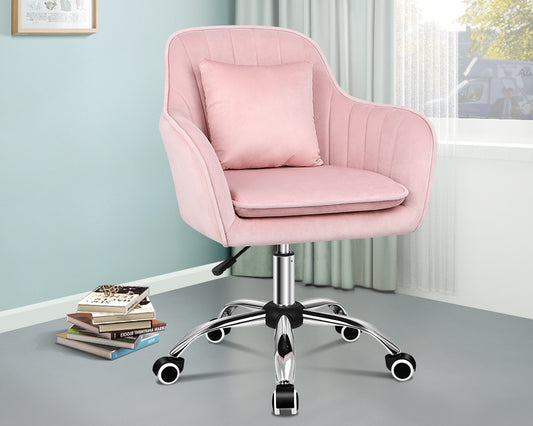 ALFORDSON Velvet Office Chair Computer Desk Chairs Swivel Armchair Work Seat Pink Adult Kids