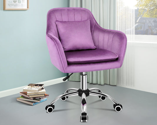 ALFORDSON Velvet Office Chair Computer Desk Chairs Swivel Armchair Work Seat Violet Adult Kids