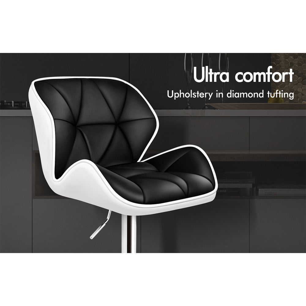 ALFORDSON 2x Bar Stools Willa Kitchen Gas Lift Swivel Chair Leather BLACK