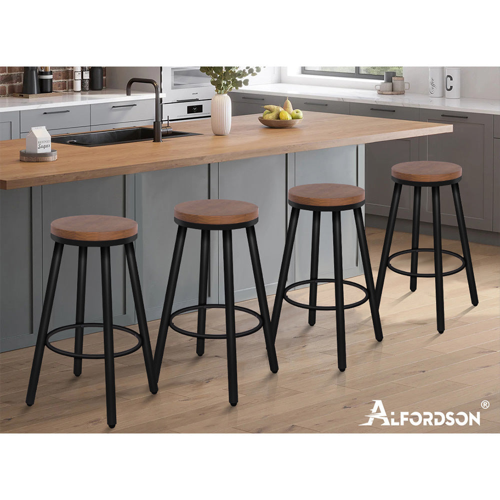 ALFORDSON 2x Bar Stools Retro Kitchen Vintage Chair Industrial Rocio Black