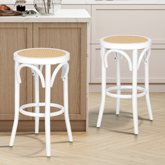 ALFORDSON 2x Bar Stools Kitchen Vintage Chair Rattan Mesh Seat Renata White