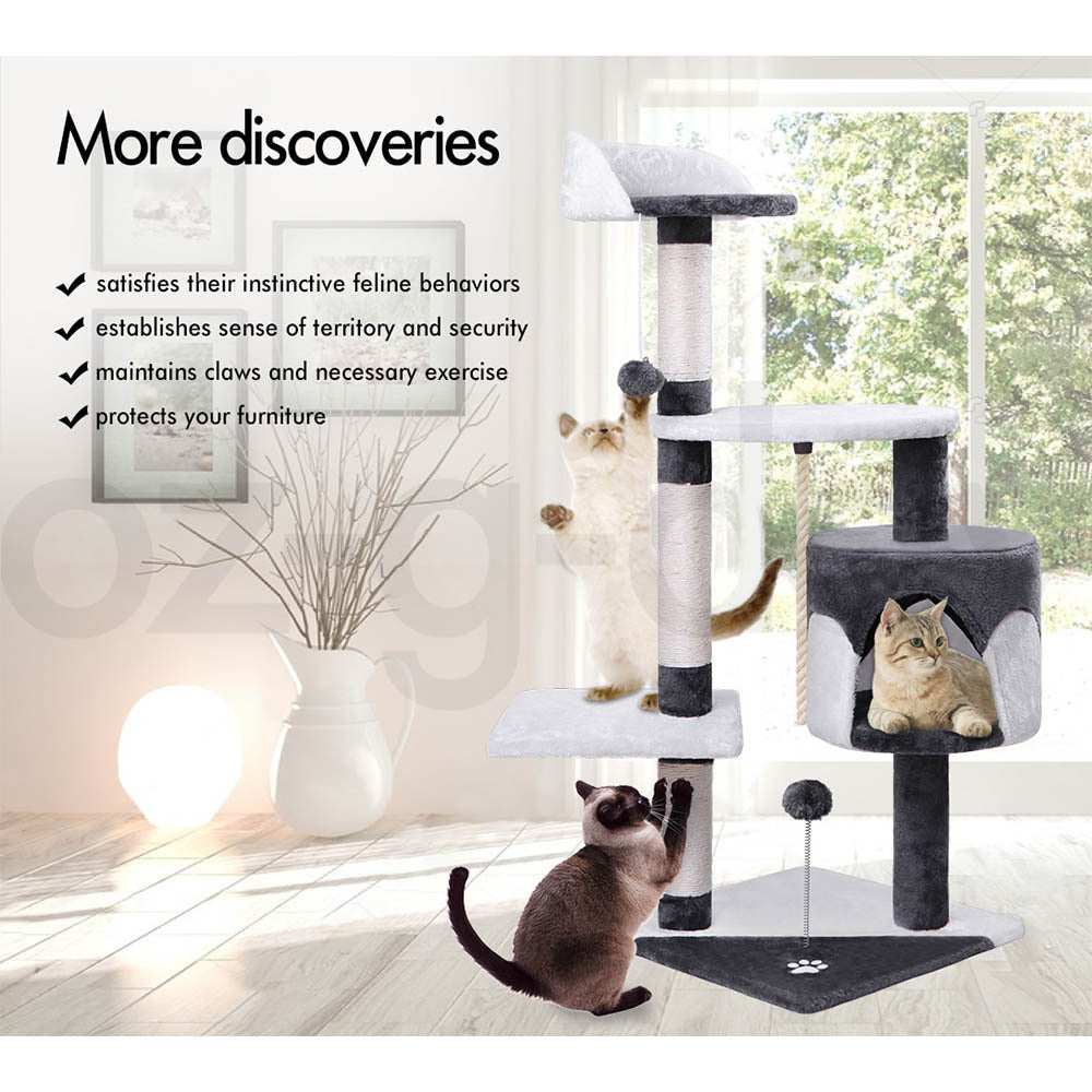 BEASTIE Cat Tree Scratching Post Scratcher Tower Condo House Furniture Wood 112