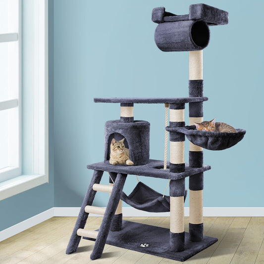 BEASTIE Cat Tree Scratching Post Scratcher Tower Condo House Furniture Wood 140