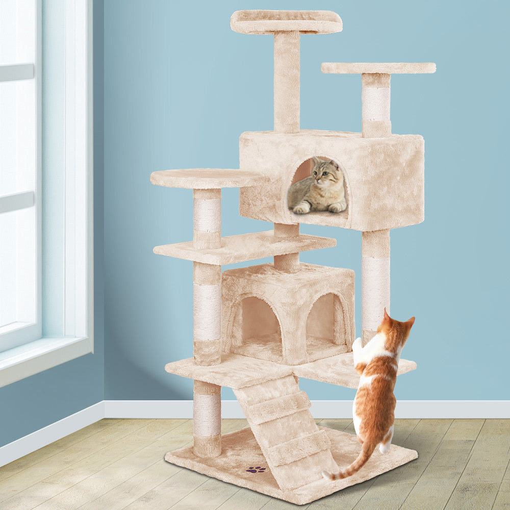 BEASTIE Cat Tree Scratching Post Scratcher Tower Condo House Furniture Wood 132