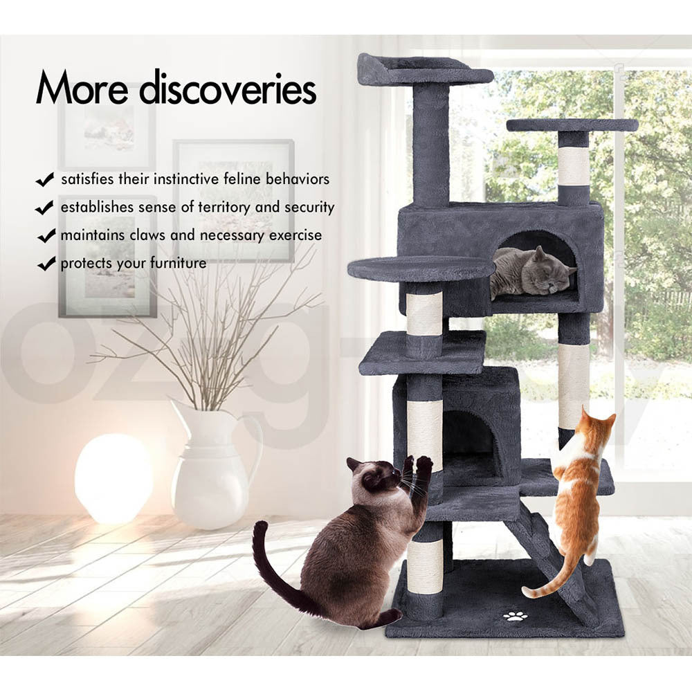 BEASTIE Cat Tree Scratching Post Scratcher Tower Condo House Furniture Wood 132