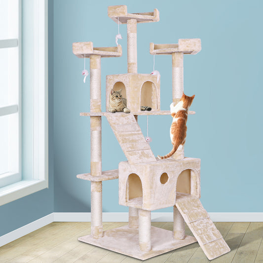 BEASTIE Cat Tree Scratching Post Scratcher Tower Condo House Furniture Wood 180