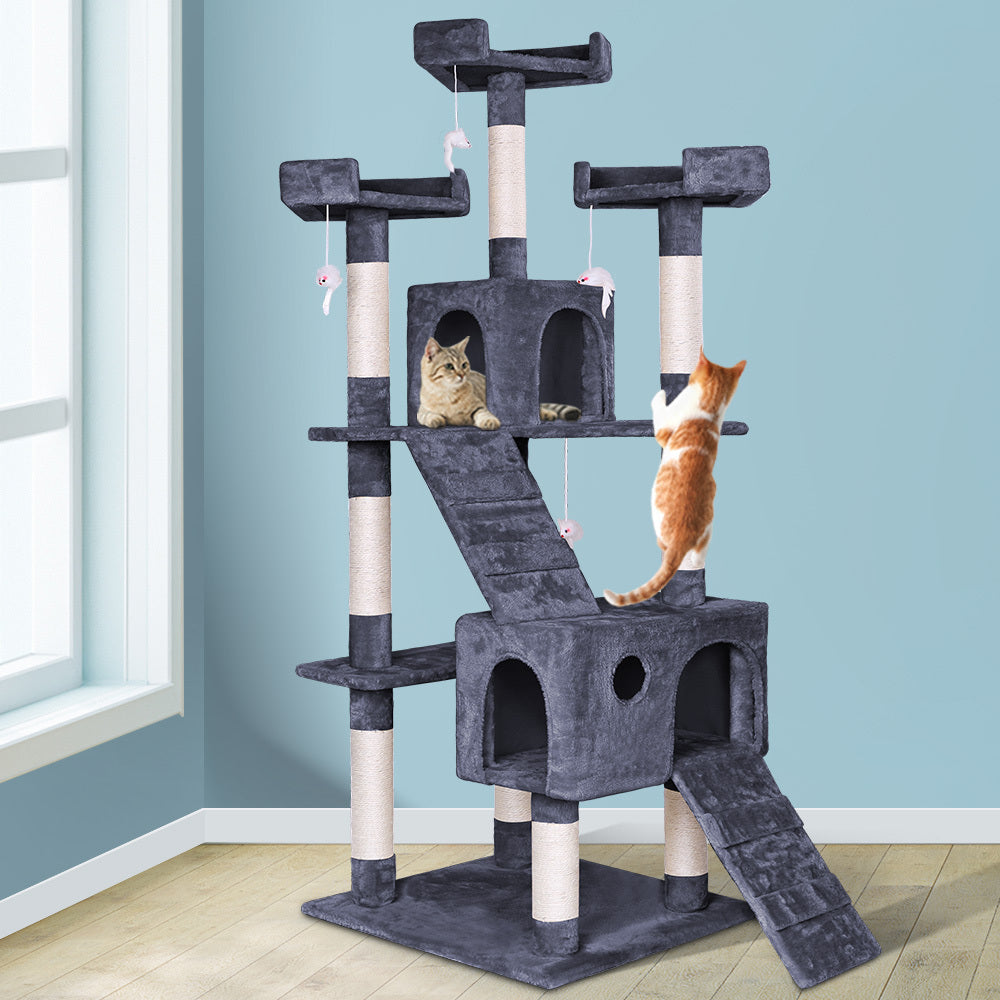 BEASTIE Cat Tree Scratching Post Scratcher Tower Condo House Furniture Wood 180