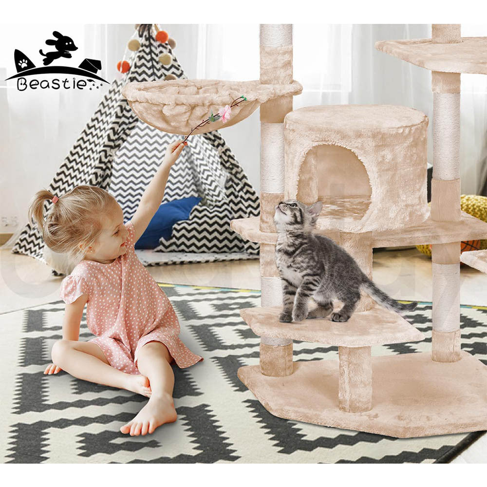 BEASTIE Cat Tree Scratching Post Scratcher Tower Condo House Furniture Wood 202