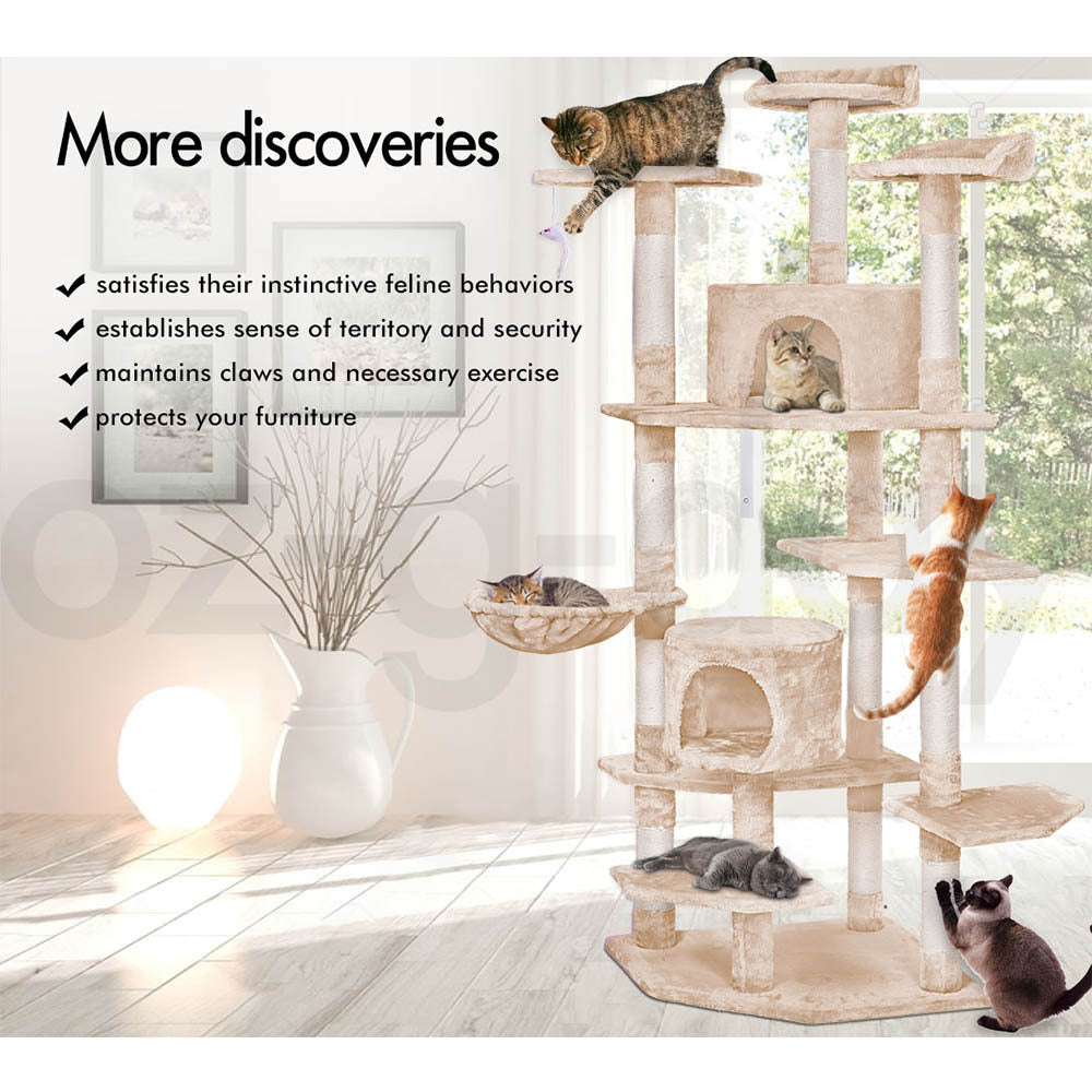 BEASTIE Cat Tree Scratching Post Scratcher Tower Condo House Furniture Wood 202