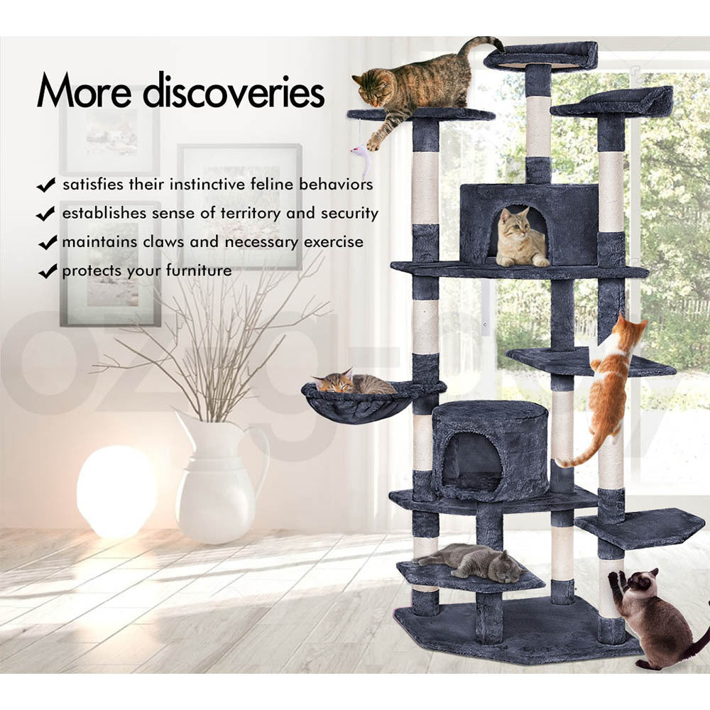 BEASTIE Cat Tree Scratching Post Scratcher Tower Condo House Furniture Wood 202