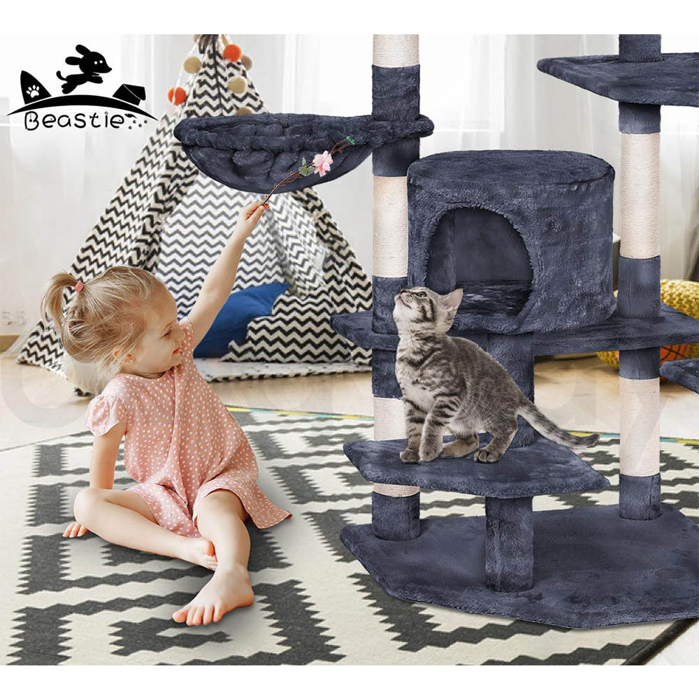 BEASTIE Cat Tree Scratching Post Scratcher Tower Condo House Furniture Wood 202