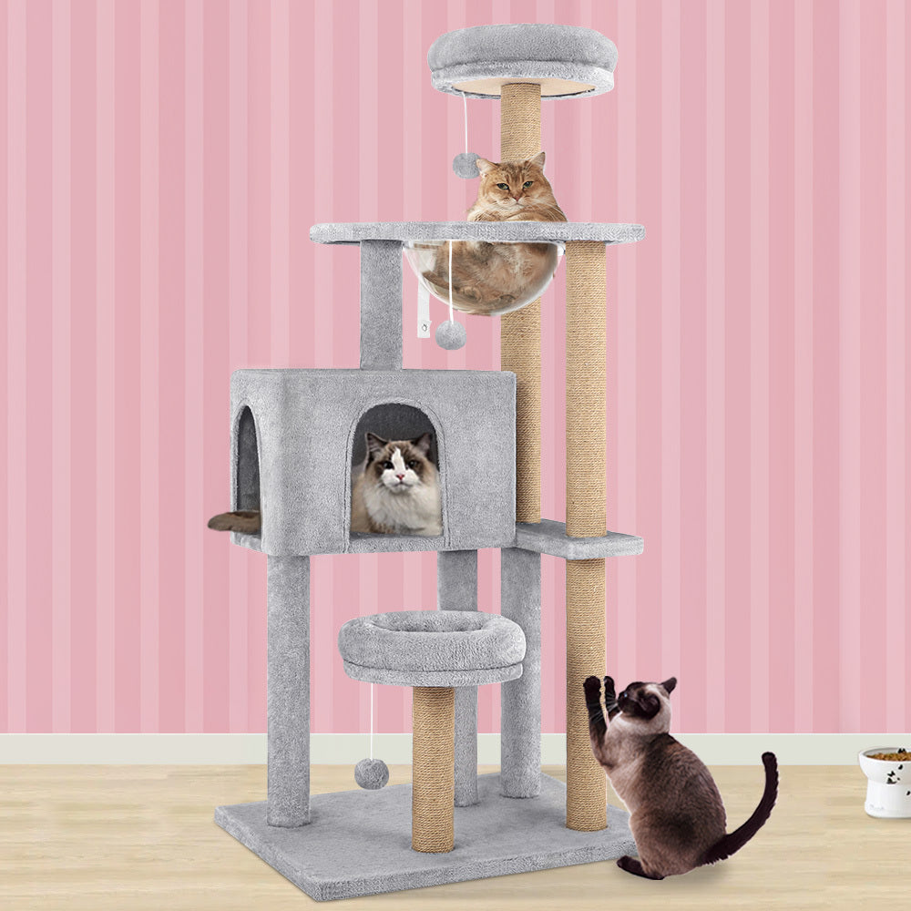 BEASTIE Cat Tree Tower Scratching Post Wood Scratcher Condo House Bed 141cm