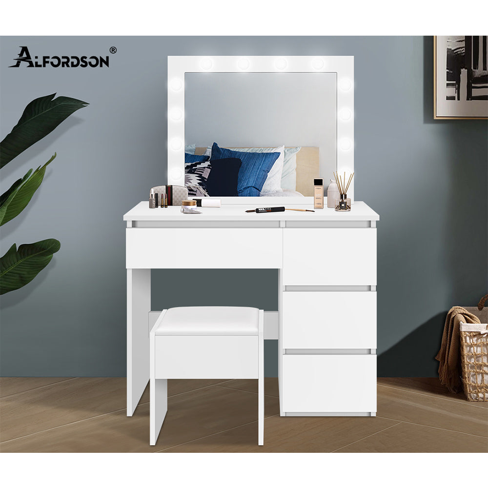 ALFORDSON Dressing Table Stool Set Makeup Mirror Desk LED 12 Bulbs White