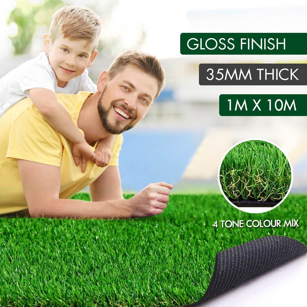 OTANIC Artificial Grass 35mm 1x10m Synthetic Turf 10 SQM Roll GLOSS Fake Yarn