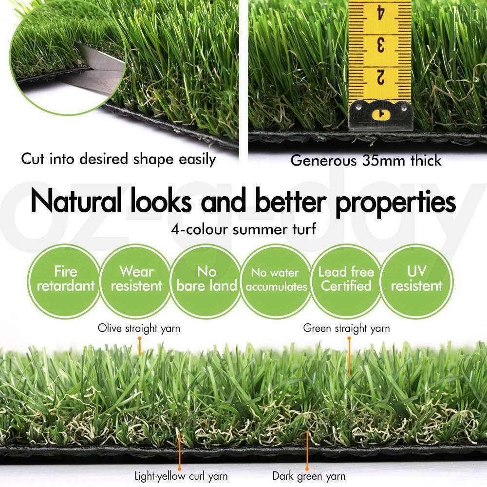 OTANIC Artificial Grass 35mm 1x10m Synthetic Turf 10 SQM Roll GLOSS Fake Yarn