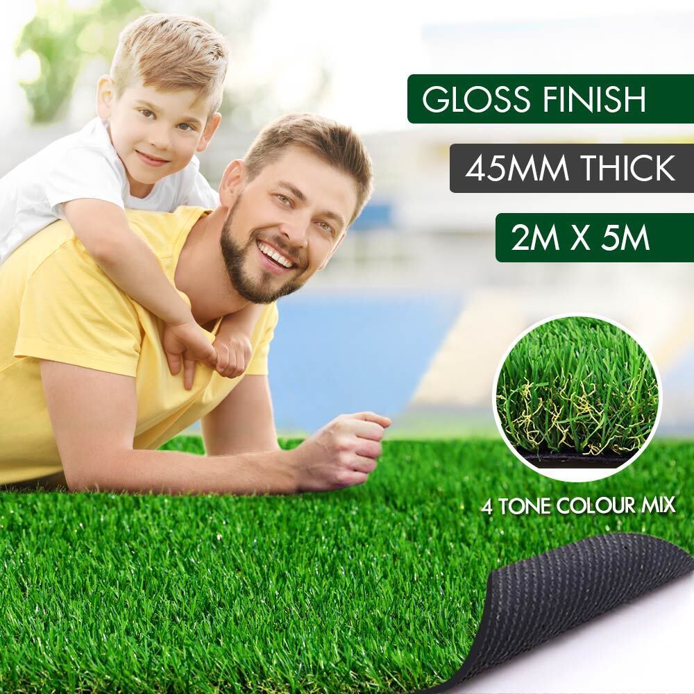 OTANIC Artificial Grass 45mm 2x5m Synthetic Turf 10SQM Roll GLOSS Fake Yarn Lawn