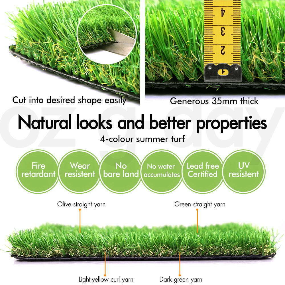 OTANIC Artificial Grass 35mm 2x5m Synthetic Turf 10 SQM Roll MATT Fake Yarn Lawn