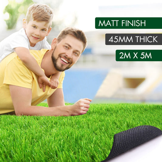 OTANIC Synthetic Turf 45mm 2x5m MATT Artificial Grass 10 SQM Roll Fake Yarn Lawn