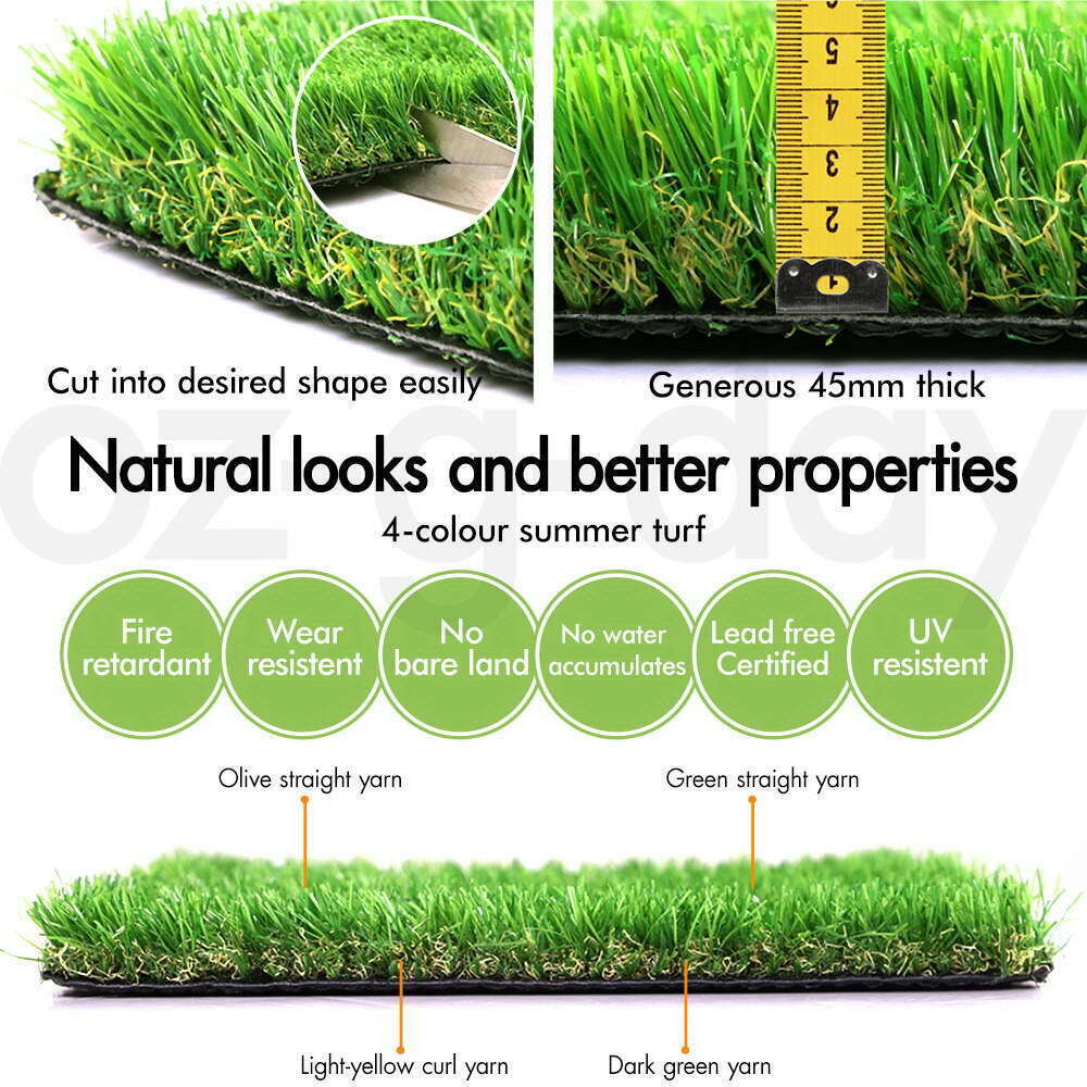 OTANIC Synthetic Turf 45mm 2x5m MATT Artificial Grass 10 SQM Roll Fake Yarn Lawn