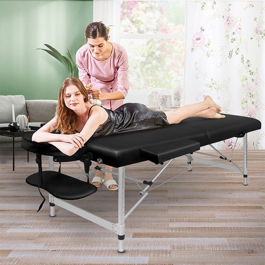 ALFORDSON Massage Table 2 Fold 55cm Foldable Portable Bed Desk Aluminium Lift Up