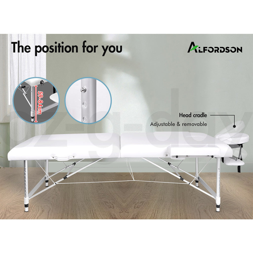 ALFORDSON Massage Table 2 Fold 75cm Foldable Portable Bed Desk Aluminium Lift Up