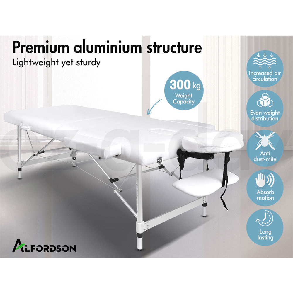 ALFORDSON Massage Table 2 Fold 75cm Foldable Portable Bed Desk Aluminium Lift Up