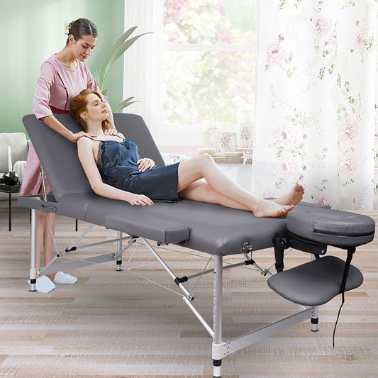 ALFORDSON Massage Table 3 Fold 65cm Foldable Portable Aluminium Lift Up Bed Desk