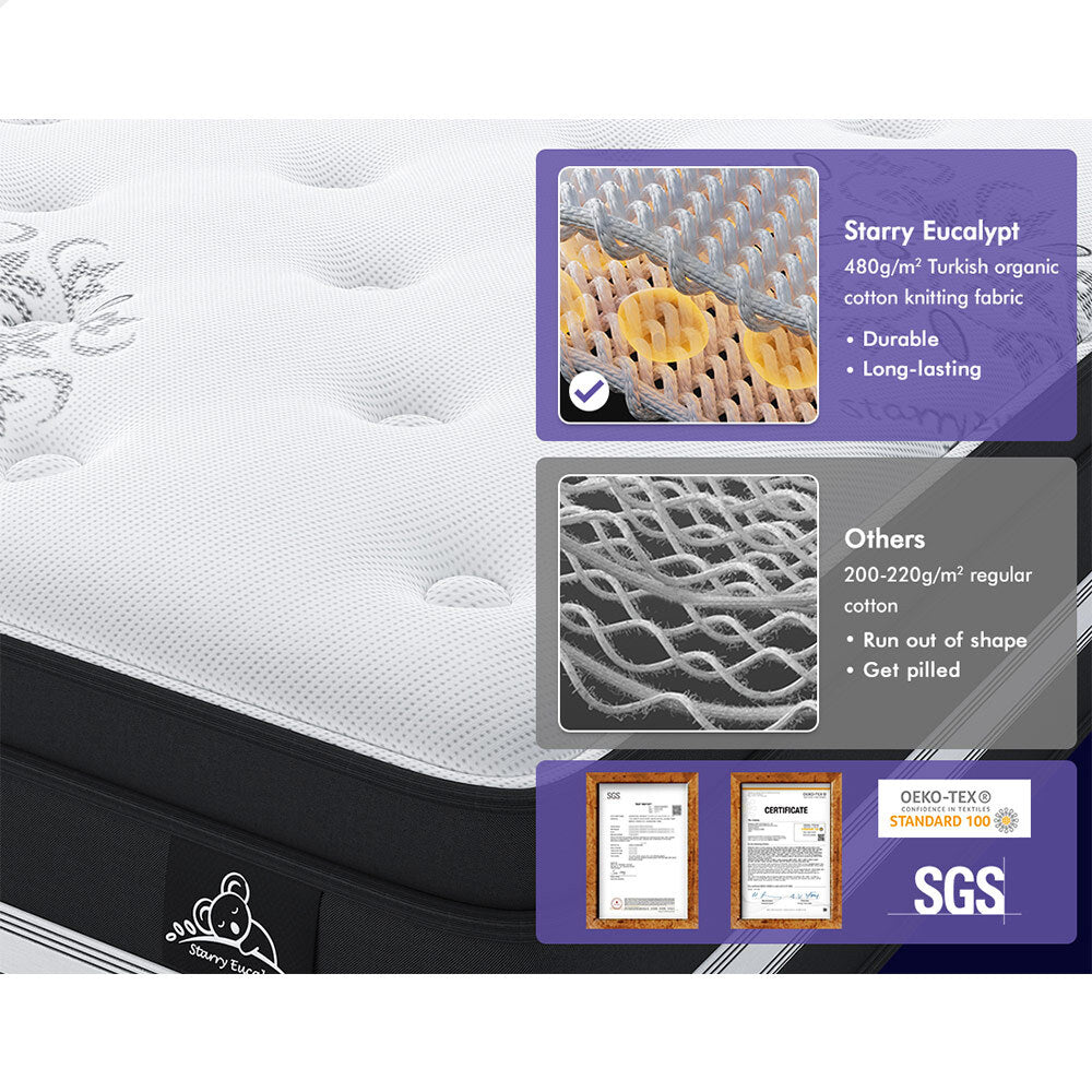 STARRY EUCALYPT Mattress Pocket Spring King Single Latex Euro Top 34cm Bethany