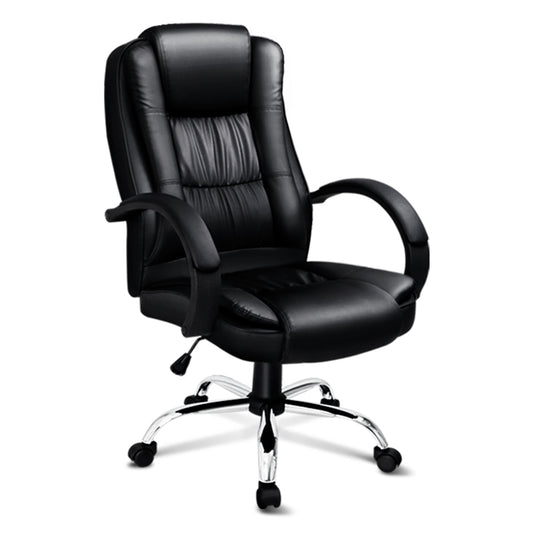 ALFORDSON Executive Office Chair PU Leather Computer Gaming Racer Black Seat