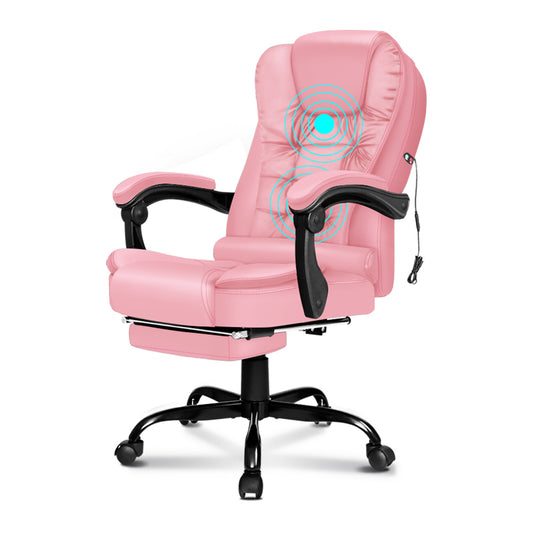 ALFORDSON Massage Office Chair FOOTREST Executive Gaming Racing Seat Pink PU