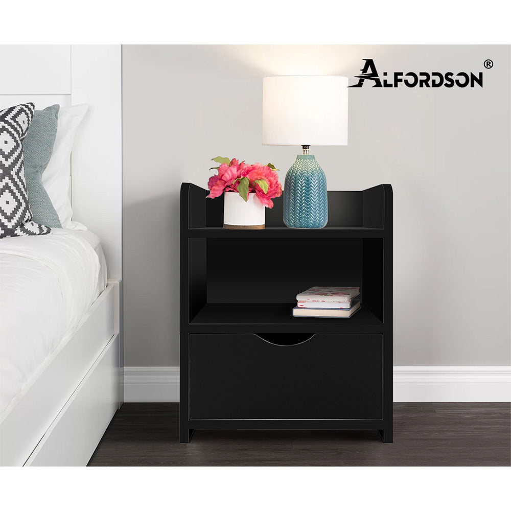 ALFORDSON Bedside Table Nightstand Storage Cabinet Side End Drawers Black